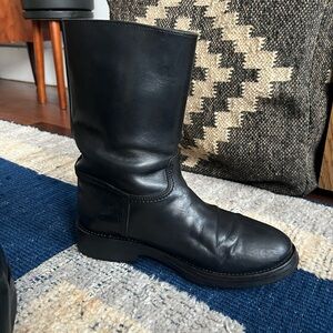 Ann Demeulemeester Black Leather Mid-Calf Boots